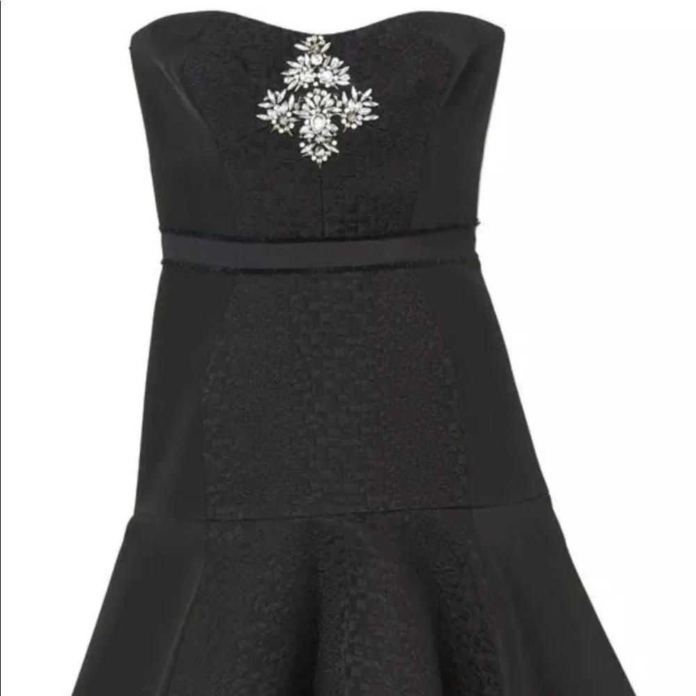 Rebecca Taylor Strapless Beaded Cloque Dress SZ.10 - Picture 4 of 4